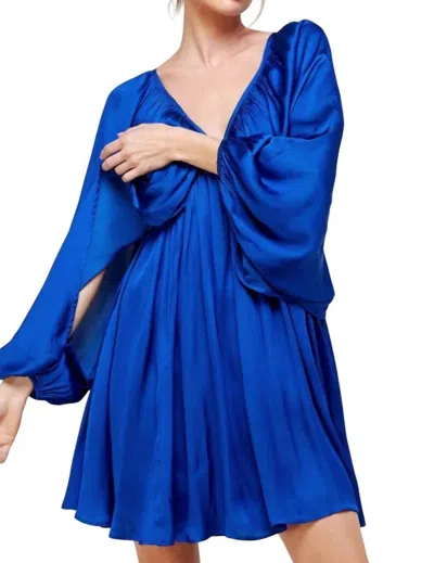 Strut & Bolt Shirred Mini Dress In Royal Blue