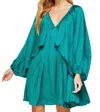 Shop Strut & Bolt Shirred Mini Dress In Verdigras In Multi