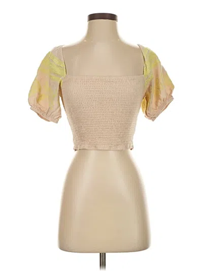 Pre-owned Strut & Bolt Short Sleeve Blouse In Brown