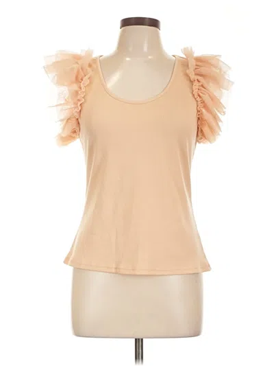 Pre-owned Strut & Bolt Short Sleeve Top Tan Sweetheart Neckline Tops In Brown
