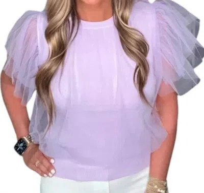 Strut & Bolt Short Sleeve Tulle Top In Lavender