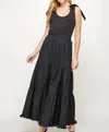 Strut & Bolt Shoulder Tie Tiered Maxi Dress In Black