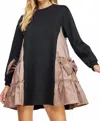 Strut & Bolt Side Statement Bow Dress In Black/brown In Black