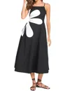 Strut & Bolt Sleeveless Side Cut-out Flower Detail Midi Dress In Black In Black