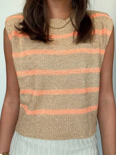 Strut & Bolt Sleeveless Striped Knit Top In Canteloupe In Multi