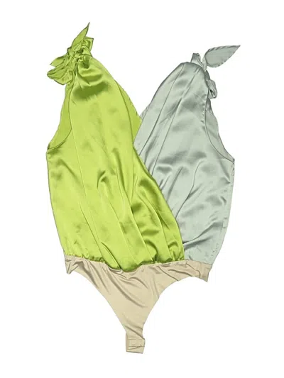 Pre-owned Strut & Bolt Sleeveless Top Green Halter Neckline Tops