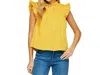 Strut & Bolt Smocked Ruffled Poplin Sleeveless Top In Yellow In Yellow