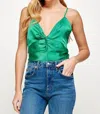 Strut & Bolt Spaghetti Strap Bodysuit In Emerald In Green