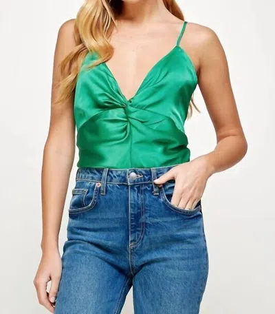 Strut & Bolt Spaghetti Strap Bodysuit In Emerald In Green