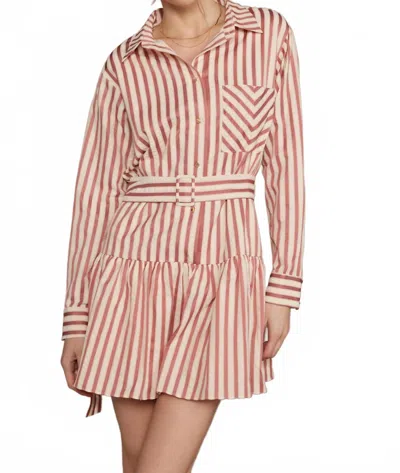 Strut & Bolt Striped Button Down Mini Dress In Mauve/cream In Pink