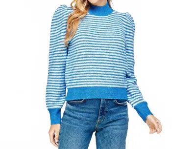 Strut & Bolt Striped Pattern Mock Neck Sweater In Blue Multi