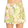 Strut & Bolt Sunset Desert Print Linen Skort In Green In Green