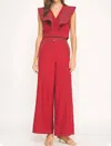Strut & Bolt Top Stitch Detail Wide Leg Trousers In Deep Red In Red