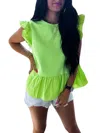 Strut & Bolt True To You Ruffle Sleeve Top In Green In Green