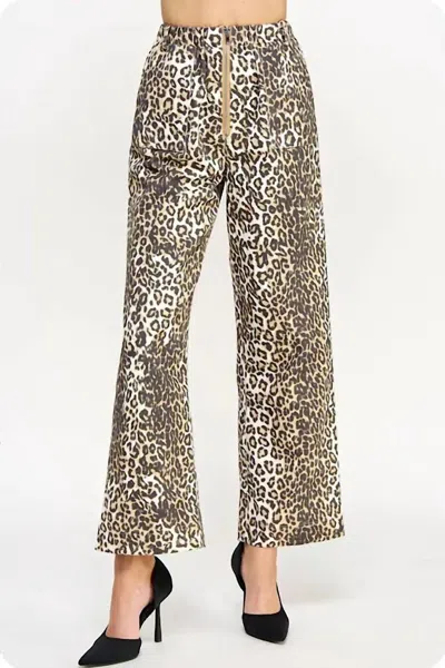 Strut & Bolt Twill Leopard Pants In Brown