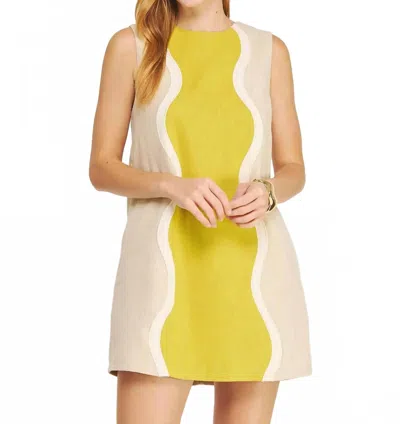 Strut & Bolt Wavy Contrast Color Block Mini Dress In Taupe In Multi