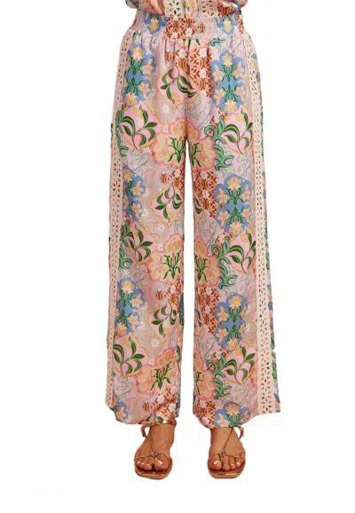 Strut & Bolt Women's Garden Party Crochet Contrast Satin Pants In Beige In Multi