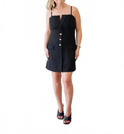 Strut & Bolt Women's Lapel Mini Dress With Tailored Buttons In Black