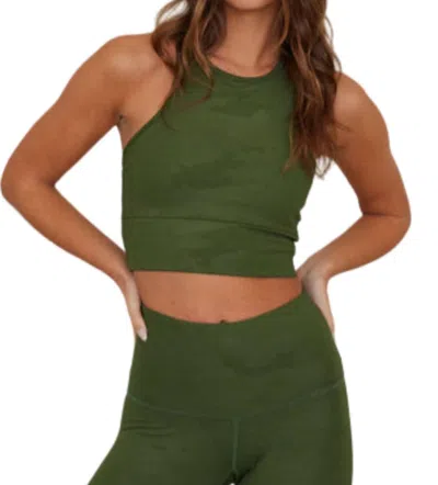 Strut This Bowie Sport Bra In Green Embossed Camo