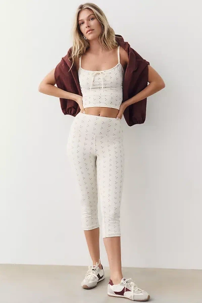 Strut This Eyelet Capri Pants In Ivory