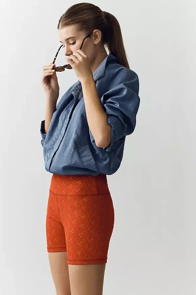 Strut This Eyelet High-rise Biker Shorts In Blue
