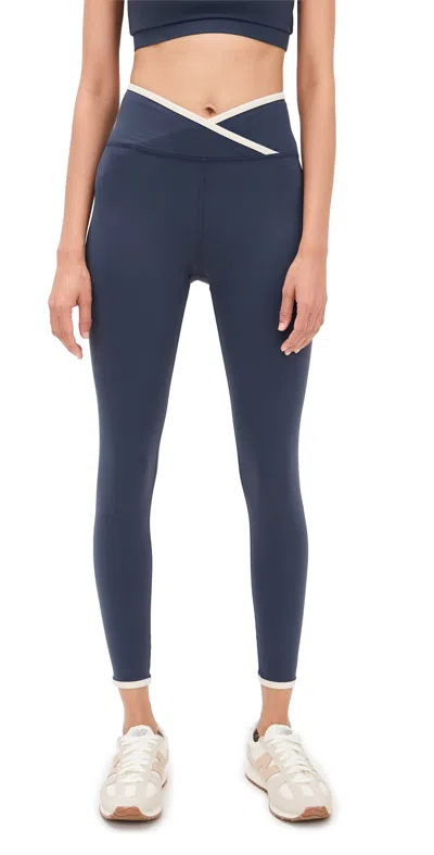 Strut This The Rae Ankle Leggings Navy Shell In Blue