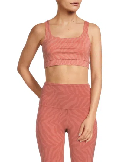 Strut This Women's Jolie Abstract Print Sports Bra In Mauve Zebra