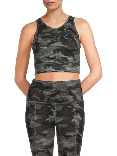 Strut This Women's Piper Camouflage Crop Top In Grey Moss Camo