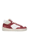 Strype Man Sneakers Burgundy Size 9 Leather, Textile Fibers