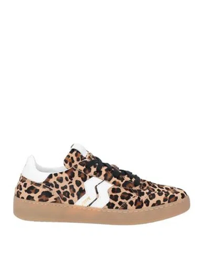 Strype Woman Sneakers Camel Size 9 Leather In Brown