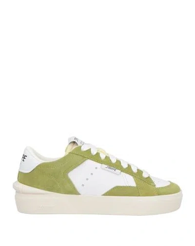 Strype Woman Sneakers Light Green Size 7 Leather, Textile Fibers