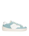 Strype Woman Sneakers Slate Blue Size 8 Leather, Textile Fibers