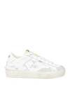 Strype Woman Sneakers White Size 8 Leather, Textile Fibers