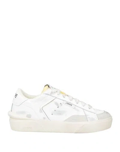 Strype Woman Sneakers White Size 8 Leather, Textile Fibers