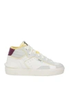 Strype Woman Sneakers White Size 8 Leather, Textile Fibers