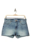 Sts Blue High Waist Raw Hem Side Slit Denim Shorts In Contra Costra