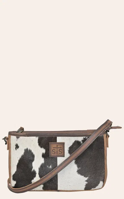 Sts Ranchwear Black & White Hair On Hide Cross Body Bag In Brown