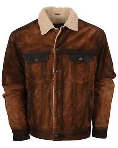 Pre-owned Sts Ranchwear By Carroll Men's Cash Money Suede Sherpa Jacket Brown X-small