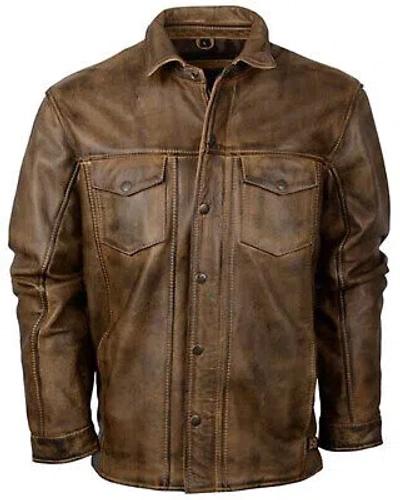 Pre-owned Sts Ranchwear By Carroll Men's Ranch Hand Leather Jacket - 4x Distressed Brown