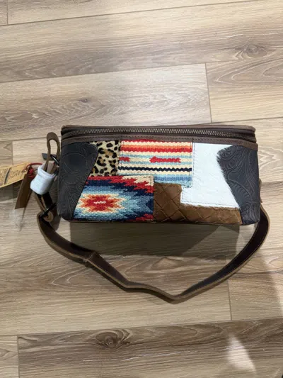 Sts Ranchwear Chaynee Maddi Makeup Carry All In Cowhide Patchwork In Gold