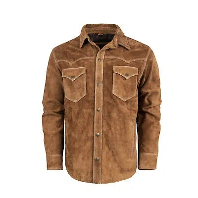 Pre-owned Sts Ranchwear Mens Scottsdale Caramel Suede Leather Jacket In Brown