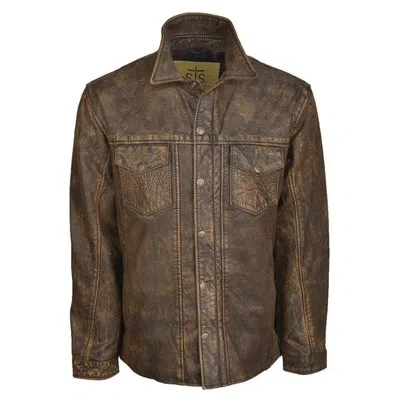 Pre-owned Sts Ranchwear Ranch Hand Youth Unisex Leather Jacket Brown