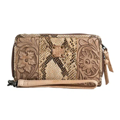 Sts Ranchwear Stella Kacy Leather Organizer Clutch In Beige In Brown