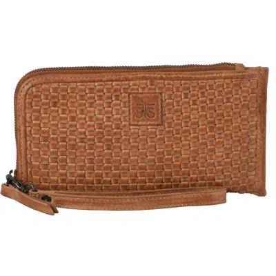 Sts Ranchwear Sweet Grass Woven Leather Clutch In Tan In Brown