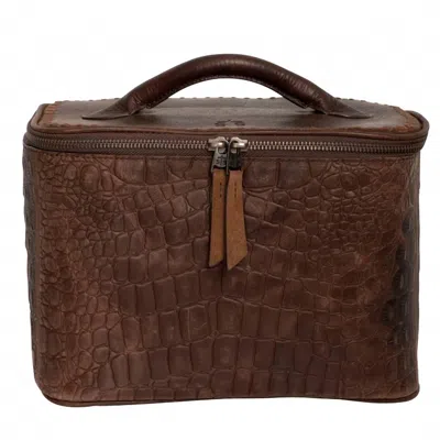 Sts Ranchwear Women's Catalina Croc Train Case In Chestnut In Yellow