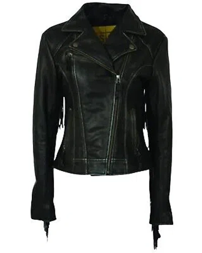Pre-owned Sts Ranchwear Women's Chenae Fringe Leather Jacket - Plus Black Xx-large
