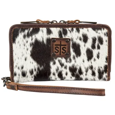 Sts Ranchwear Women's Cowhide Kacy Organizer Wallet In Black/white In Brown