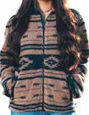 Sts Ranchwear Women's Sequoia Fleece Jacket In Tan/navy
