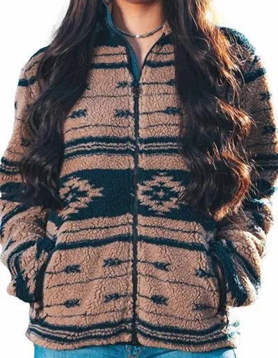 Sts Ranchwear Women's Sequoia Fleece Jacket In Tan/navy