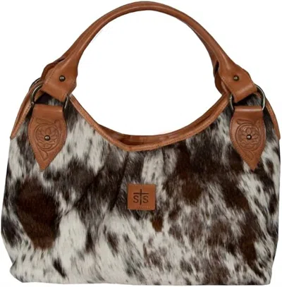 Sts Ranchwear Women's Yippee Kiyay Hobo Cowhide Handbag In Brown/natural